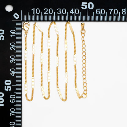Dainty Gold/ Silver tone Flat Link Chains, Finished Bracelet/ Anklet/ Necklace with Extender Chain, Ready to Wear (#LK-177)