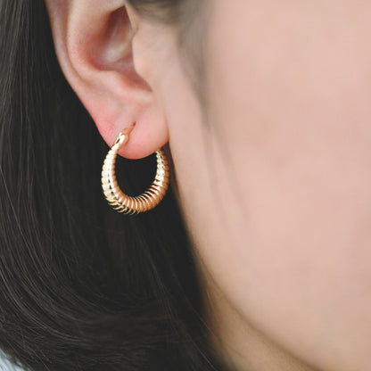 4pcs Gold U-Shaped Earrings 24x22mm, Real Gold plated Brass, Minimalist Hoop Earrings (GB-3696)