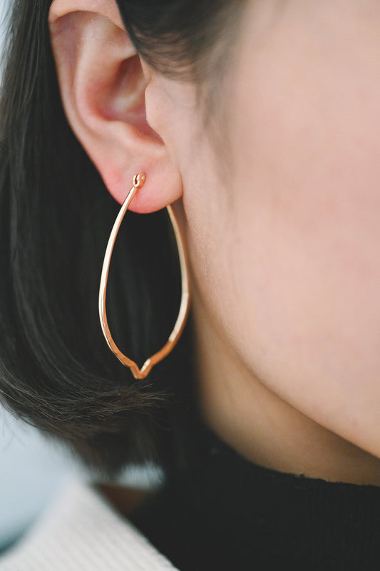 4pcs Gold Teardrop Hoop Earrings, Gold plated Brass, Hammered Teardrop Earrings (GB-3720)
