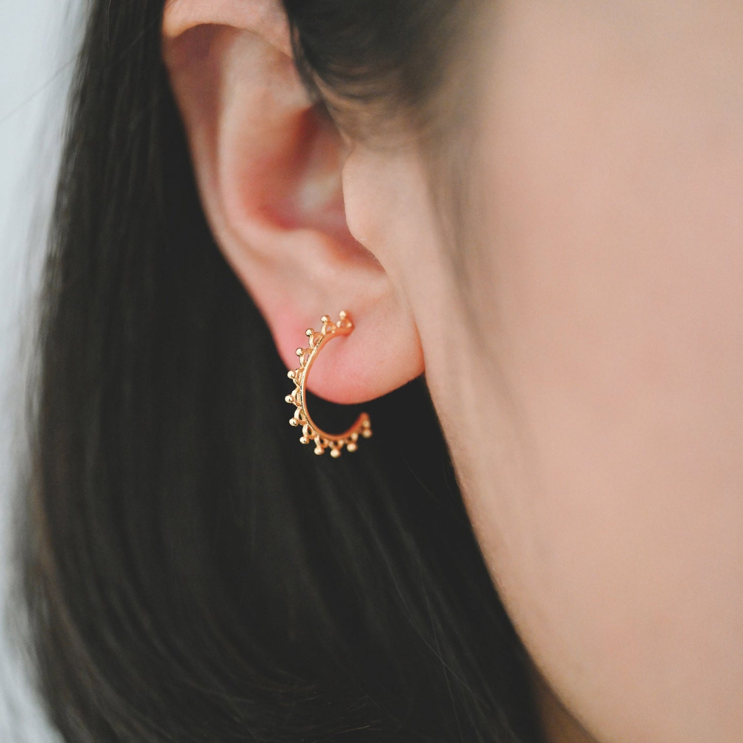 10pcs Gold Round Circle Ear Posts 18mm, Gold plated Brass, Dainty Geometric Hoop Stud Earrings (GB-3725)