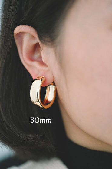 4pcs Chunky Hoop Earring Hooks: Gold/ Rhodium plated Brass, 30/ 50mm (GB-3730)