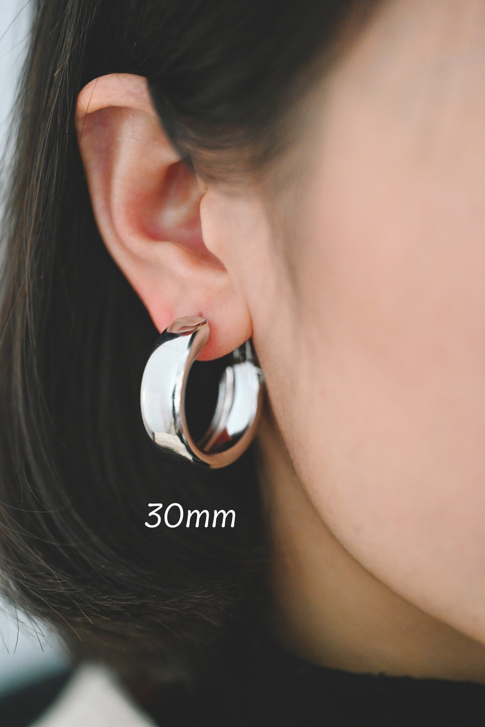 4pcs Chunky Hoop Earring Hooks: Gold/ Rhodium plated Brass, 30/ 50mm (GB-3730)