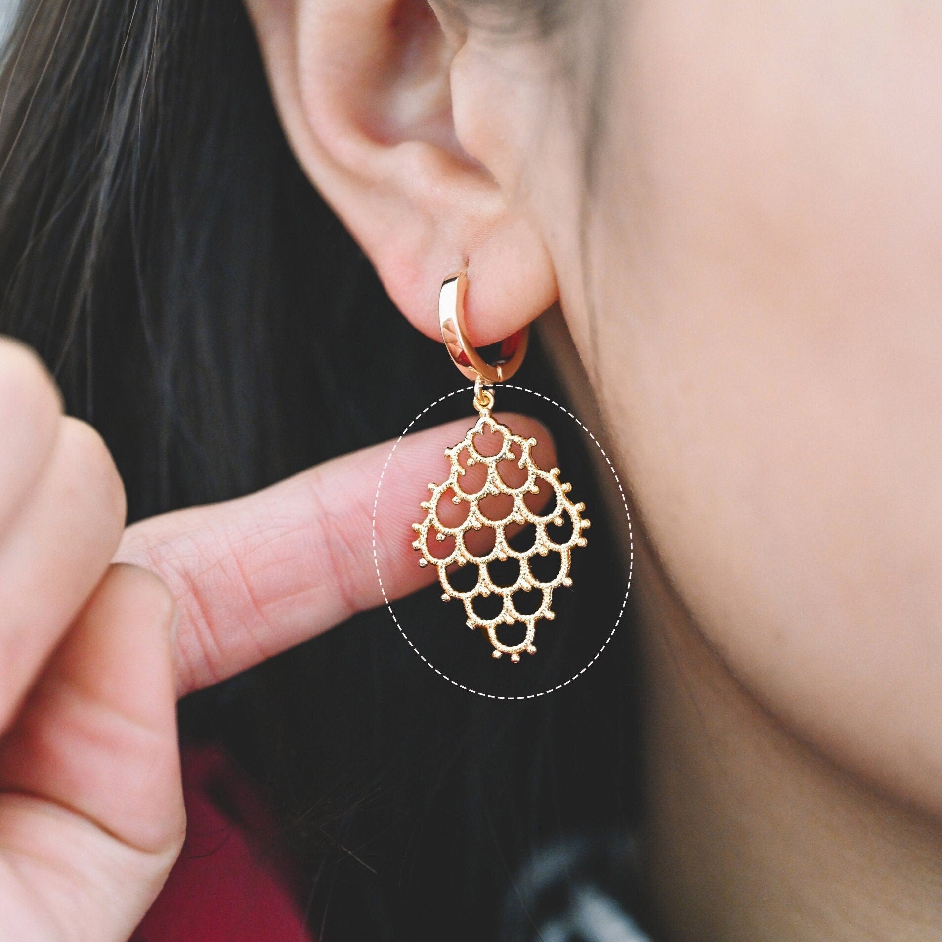 10pcs Gold plated Brass Filigree Charm Pendants 29x19mm (GB-464)