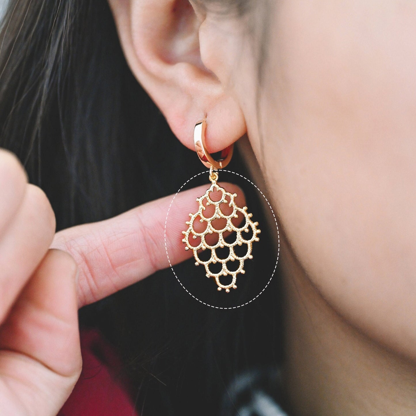 10pcs Gold plated Brass Filigree Charm Pendants 29x19mm (GB-464)