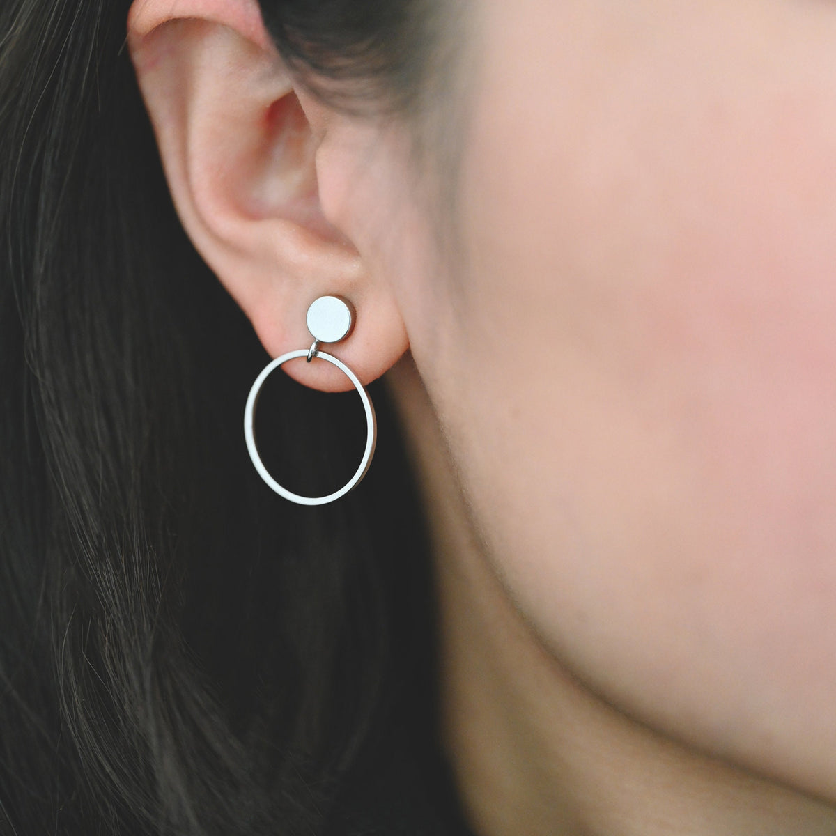 10pcs Gold/ Silver Tone Cricle Ear Posts 20x27mm, 18K Gold/ rhodium plated Brass Geometric Earring, Round Loop Stud Earrings (GB-608)