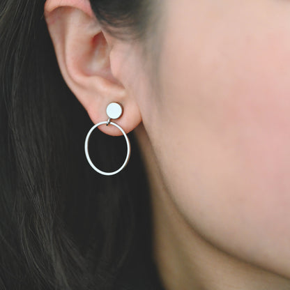 10pcs Gold/ Silver Tone Cricle Ear Posts 20x27mm, 18K Gold/ rhodium plated Brass Geometric Earring, Round Loop Stud Earrings (GB-608)