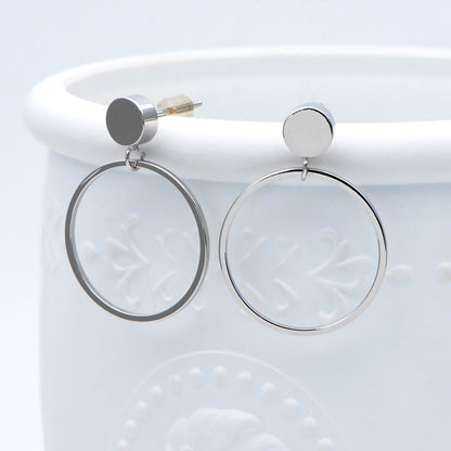 10pcs Gold/ Silver Tone Cricle Ear Posts 20x27mm, 18K Gold/ rhodium plated Brass Geometric Earring, Round Loop Stud Earrings (GB-608)