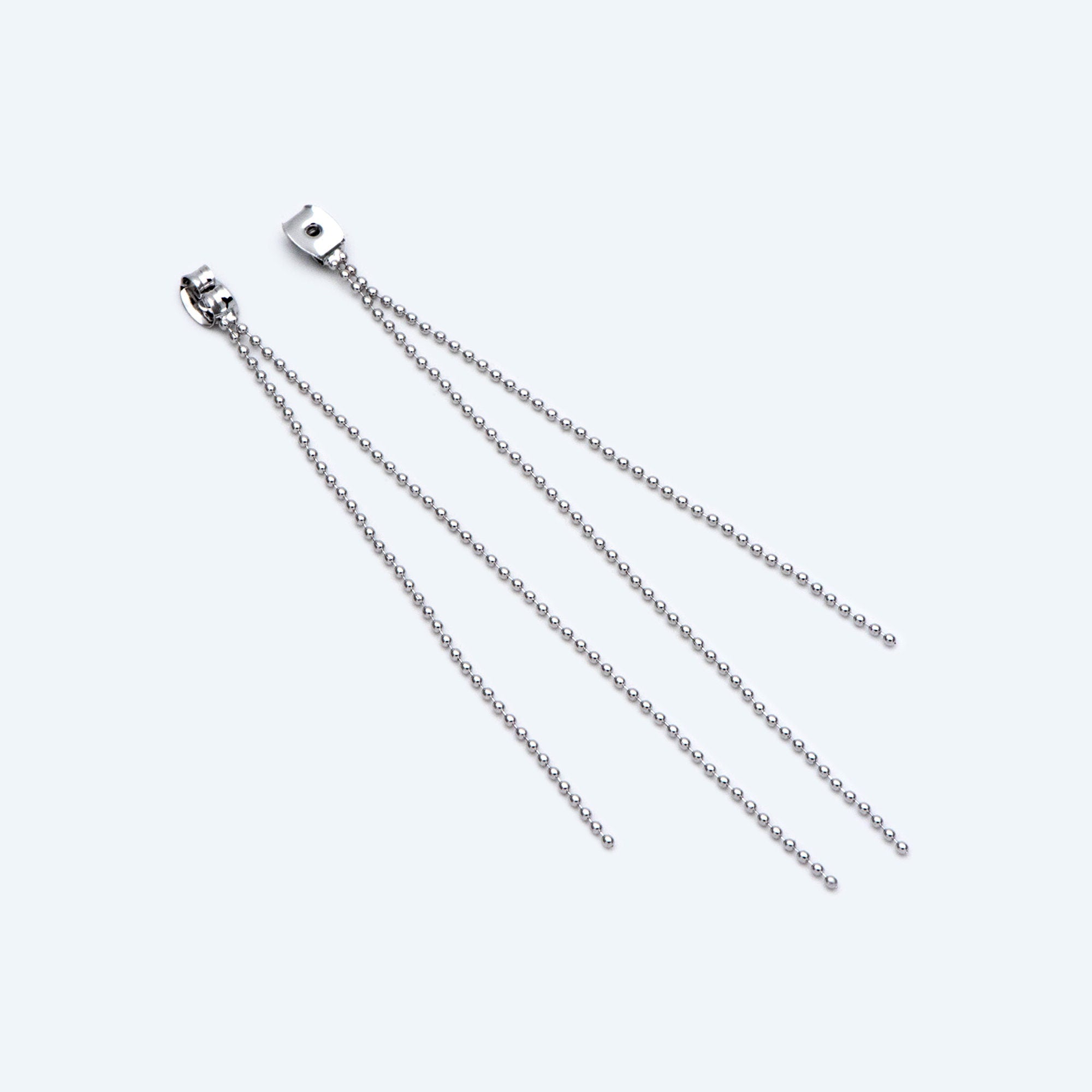 10pcs Gold/ Silver Tone Ear Back Stoppers, Earring Nuts with Long Tassel Chain 90mm, Earring Component Findings (GB-245-D)