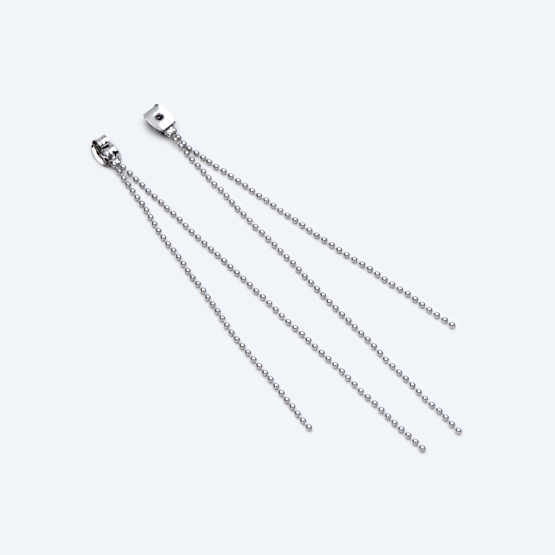 10pcs Gold/ Silver Tone Ear Back Stoppers, Earring Nuts with Long Tassel Chain 90mm, Earring Component Findings (GB-245-D)