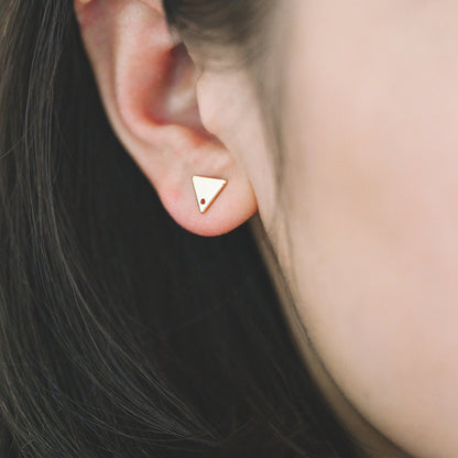 10pcs Gold Ear Posts with Loops, 18K Gold Plated Brass, Square Triangle Rhombus Round, Geometric Stud Earring Components (GB-494)