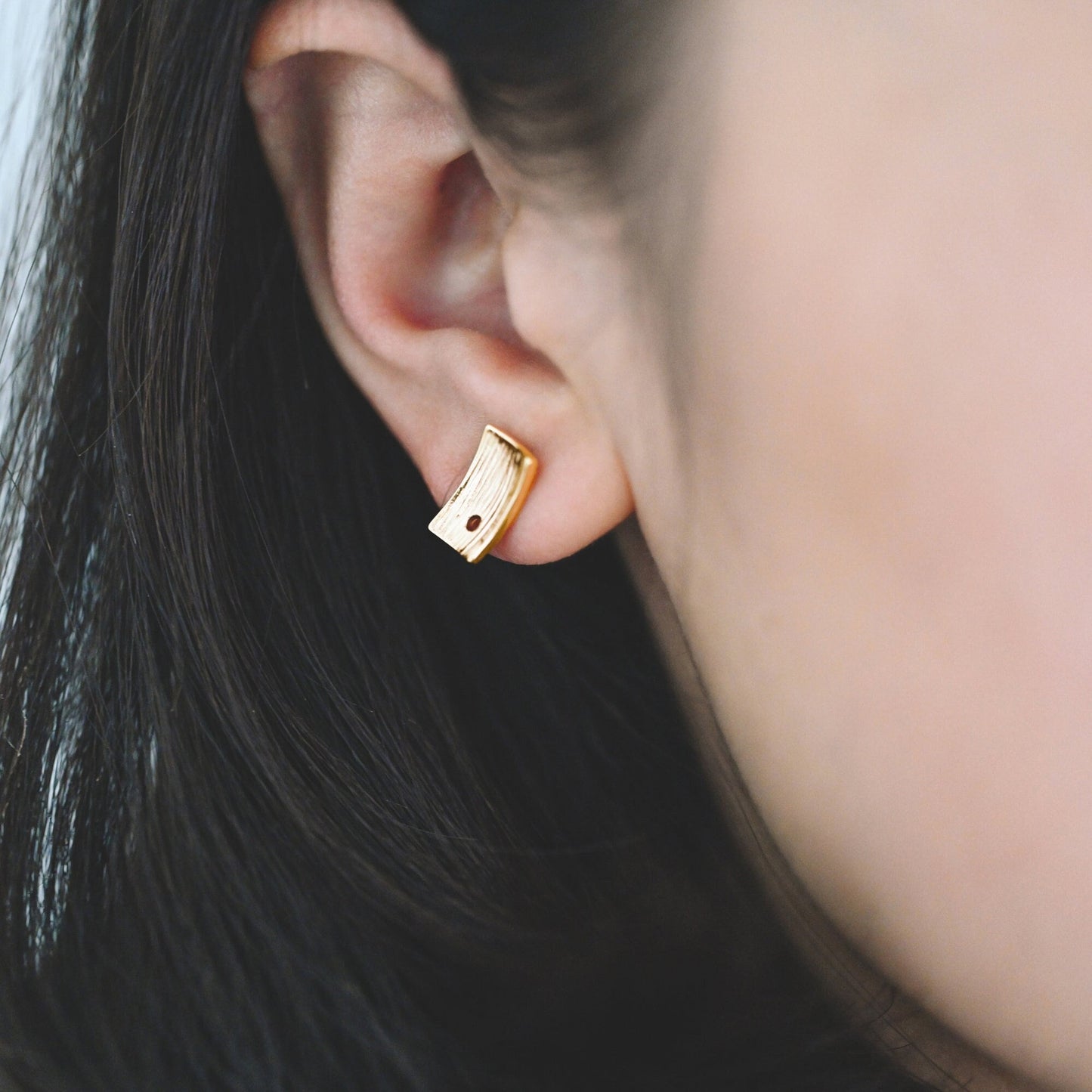 10pcs Rectangle Ear Posts with Loop/ Hole, 18K Gold Plated Brass Stud Earrings Findings, Geometric Earring Components (GB-508)