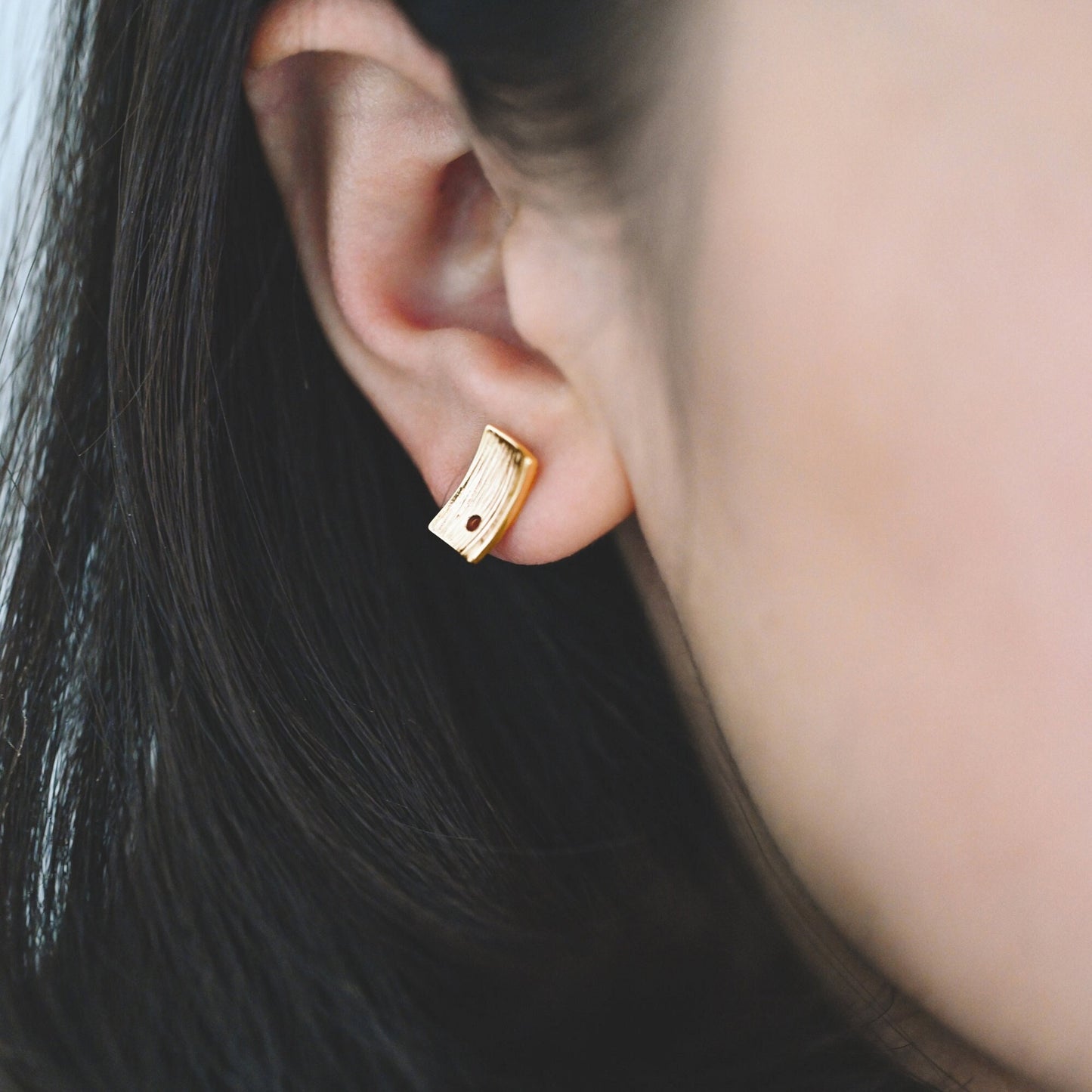 10pcs Rectangle Ear Posts with Loop/ Hole, 18K Gold Plated Brass Stud Earrings Findings, Geometric Earring Components (GB-508)