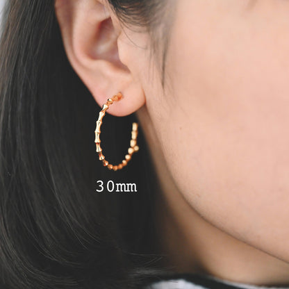 10pcs Gold Bamboo Hoop Earrings, 24/ 30mm, Geometric Circle Stud Earrings (GB-592)