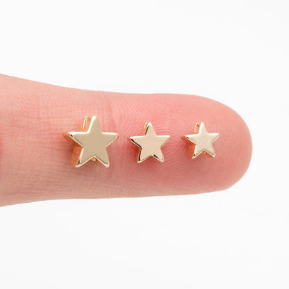 10pcs Gold/ Silver Tone Star Beads, Gold/ Rhodium plated Brass Star Spacer Beads 5/ 6/ 8mm (GB-016)