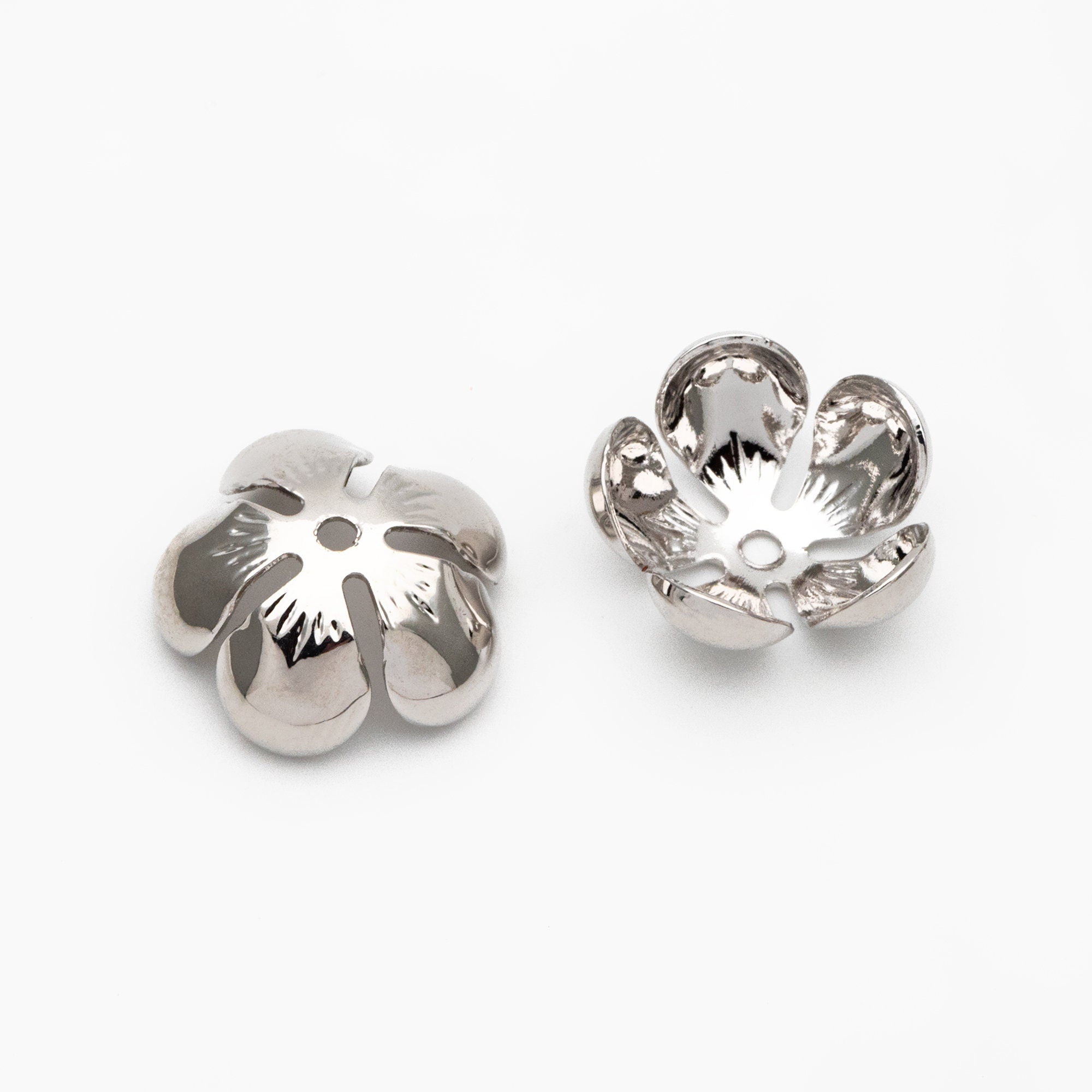 10pcs Gold/ Silver Floral Bead Caps 13mm, Gold/ Rhodium plated Brass, Lead Nickel Free (GB-055)