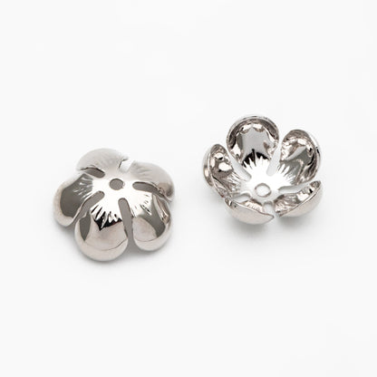 10pcs Gold/ Silver Floral Bead Caps 13mm, Gold/ Rhodium plated Brass, Lead Nickel Free (GB-055)