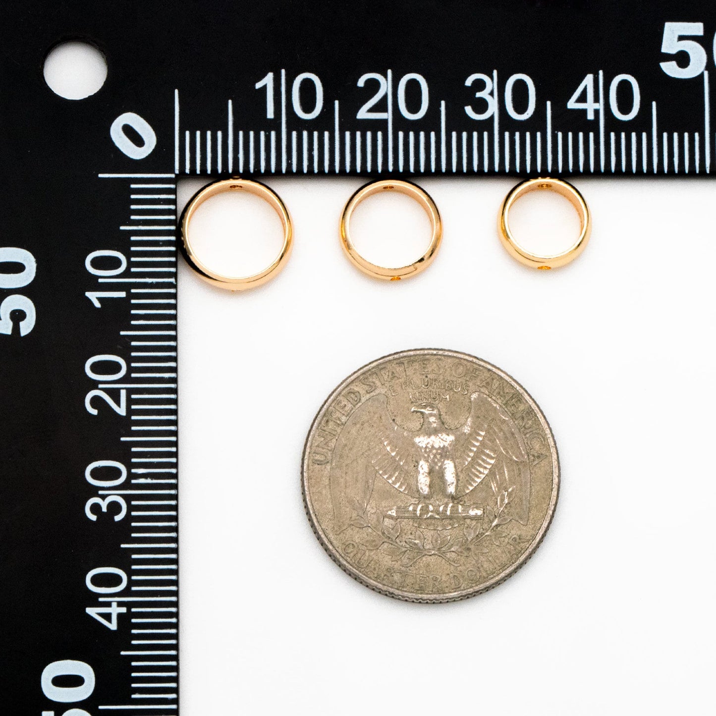 10pcs Gold/ Silver Round Bead Frame Charms, Gold/ Rhodium plated Brass Ring Connectors, 8/ 9/ 10/ 11/ 12mm Outer Size (GB-021)