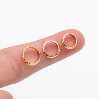 10pcs Gold/ Silver Round Bead Frame Charms, Gold/ Rhodium plated Brass Ring Connectors, 8/ 9/ 10/ 11/ 12mm Outer Size (GB-021)