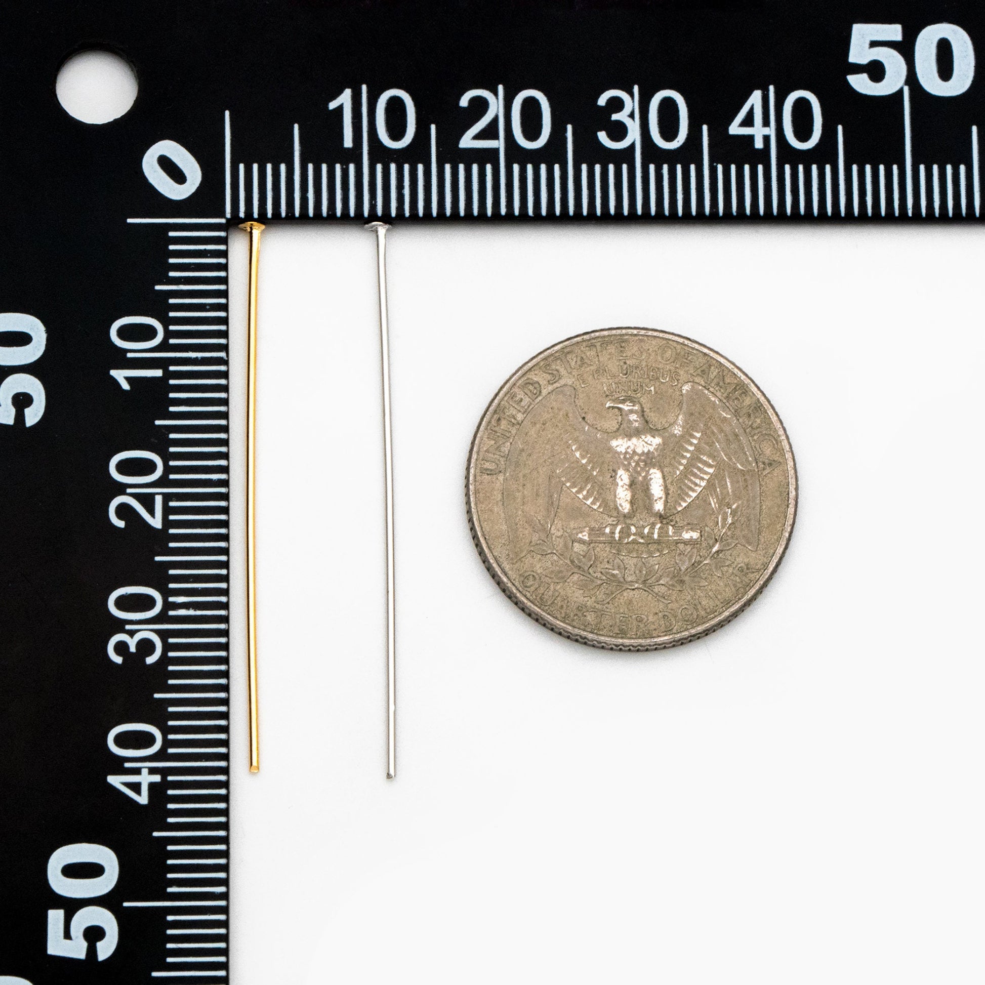 100pcs Gold/ Silver/ Rose Gold Head Pins, 30x0.5mm (24 gauge) 40x0.7mm (21 gauge), Gold/ Rhodium plated Brass Headpins (GB-023)