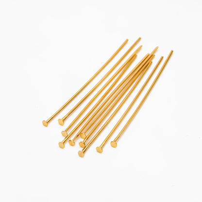 100pcs Gold/ Silver/ Rose Gold Head Pins, 30x0.5mm (24 gauge) 40x0.7mm (21 gauge), Gold/ Rhodium plated Brass Headpins (GB-023)