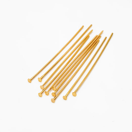 100pcs Gold/ Silver/ Rose Gold Head Pins, 30x0.5mm (24 gauge) 40x0.7mm (21 gauge), Gold/ Rhodium plated Brass Headpins (GB-023)