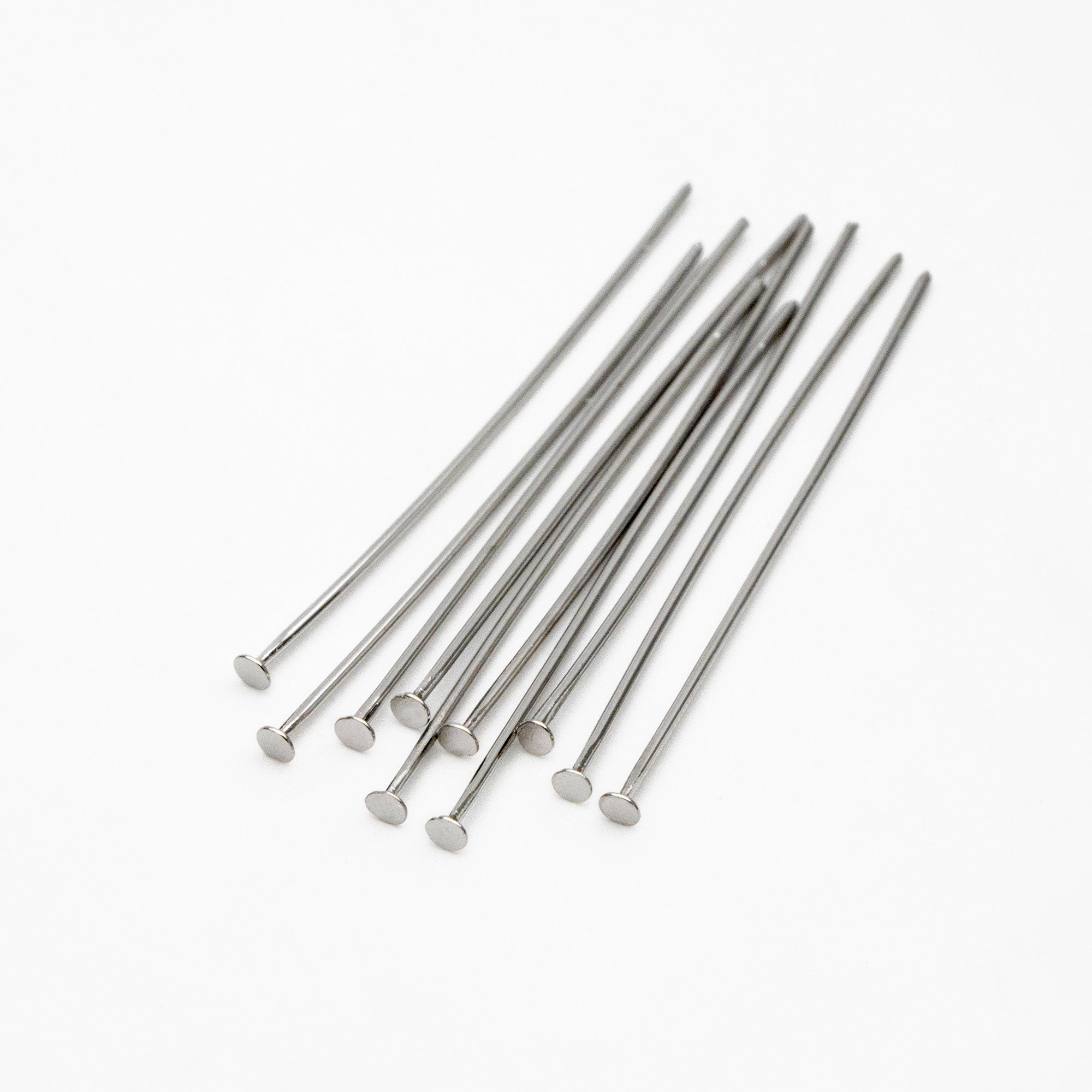 100pcs Gold/ Silver/ Rose Gold Head Pins, 30x0.5mm (24 gauge) 40x0.7mm (21 gauge), Gold/ Rhodium plated Brass Headpins (GB-023)