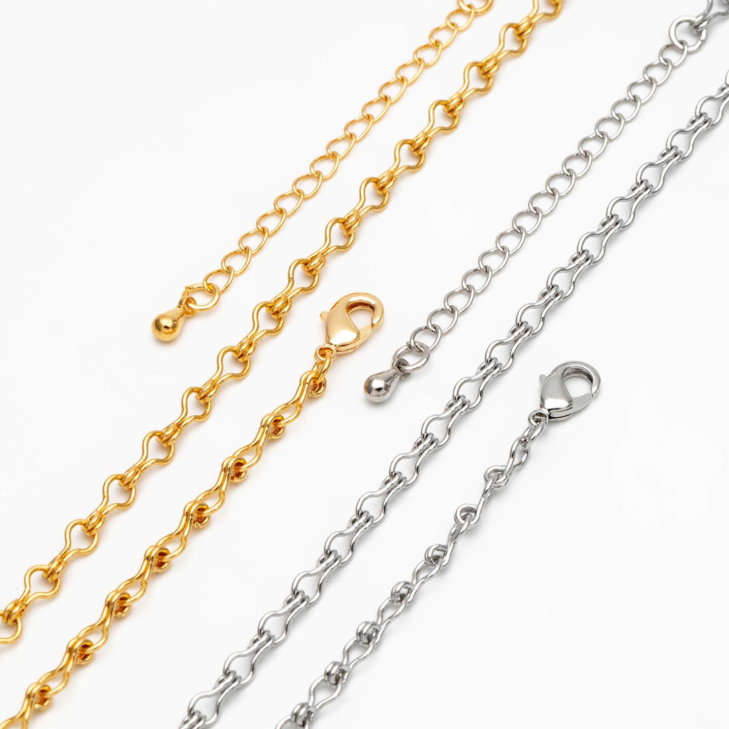Gold/ Silver Tone Link Chains 3.5mm, Finished Bracelet/ Anklet/ Necklace with Extender Chain, Ready to Wear (#LK-231)