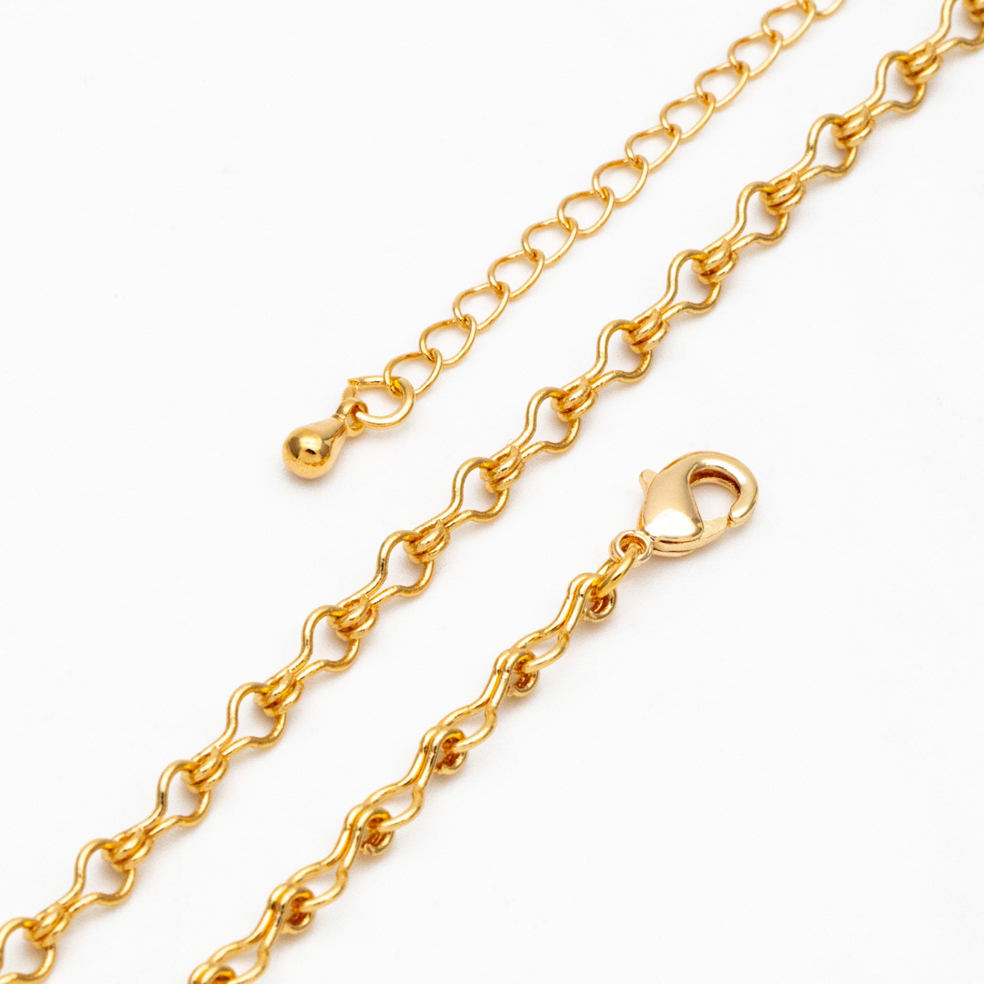 Gold/ Silver Tone Link Chains 3.5mm, Finished Bracelet/ Anklet/ Necklace with Extender Chain, Ready to Wear (#LK-231)