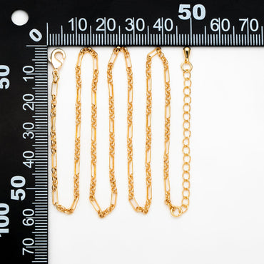 Gold Figaro Chain Necklace, Finished Bracelet/ Anklet/ Necklace with Adjustable Extender, Ready to Wear (#LK-235-1)