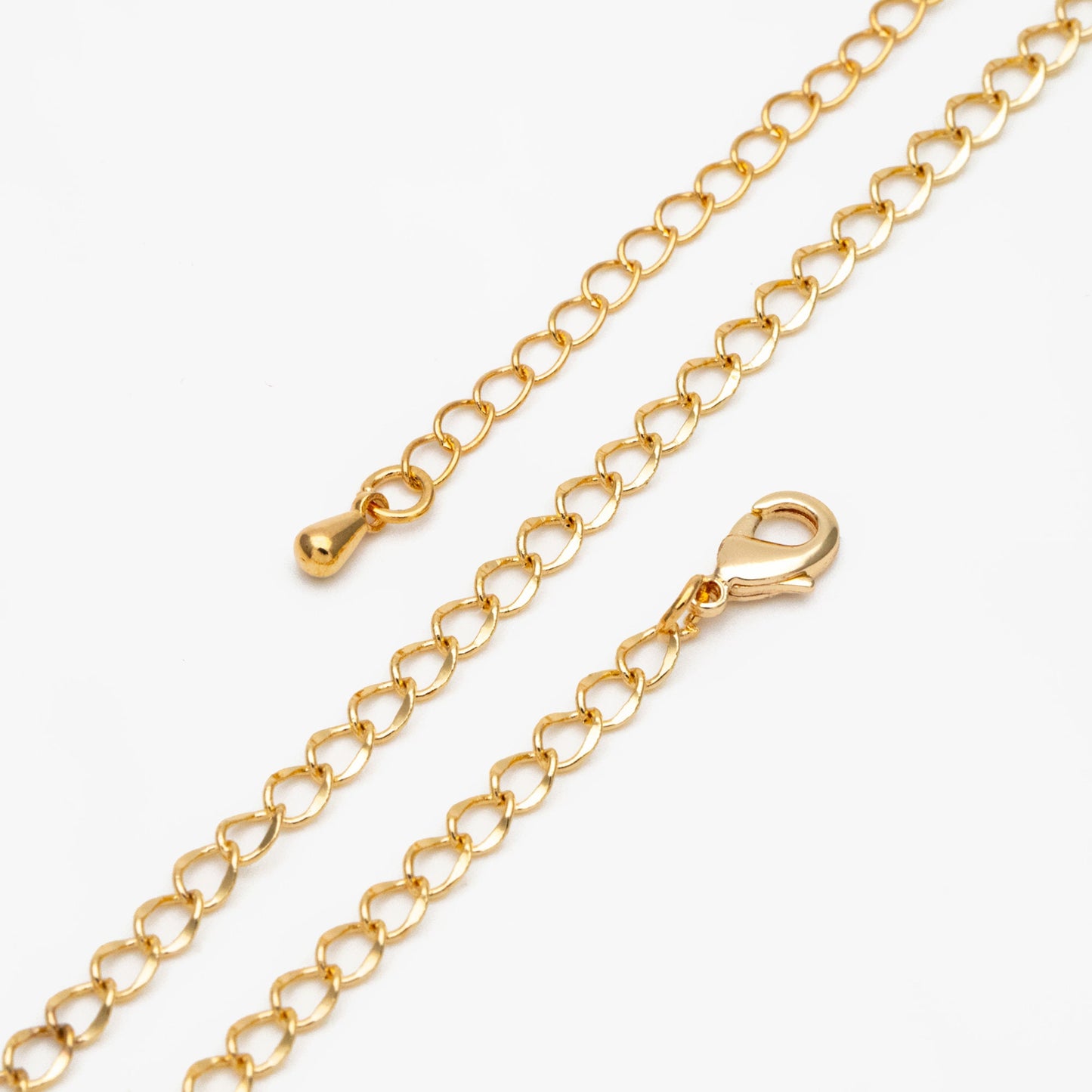 Gold Curb Chains 3mm, Finished Bracelet/ Anklet/ Necklace with Extender Chain, Ready to Wear (#LK-277)