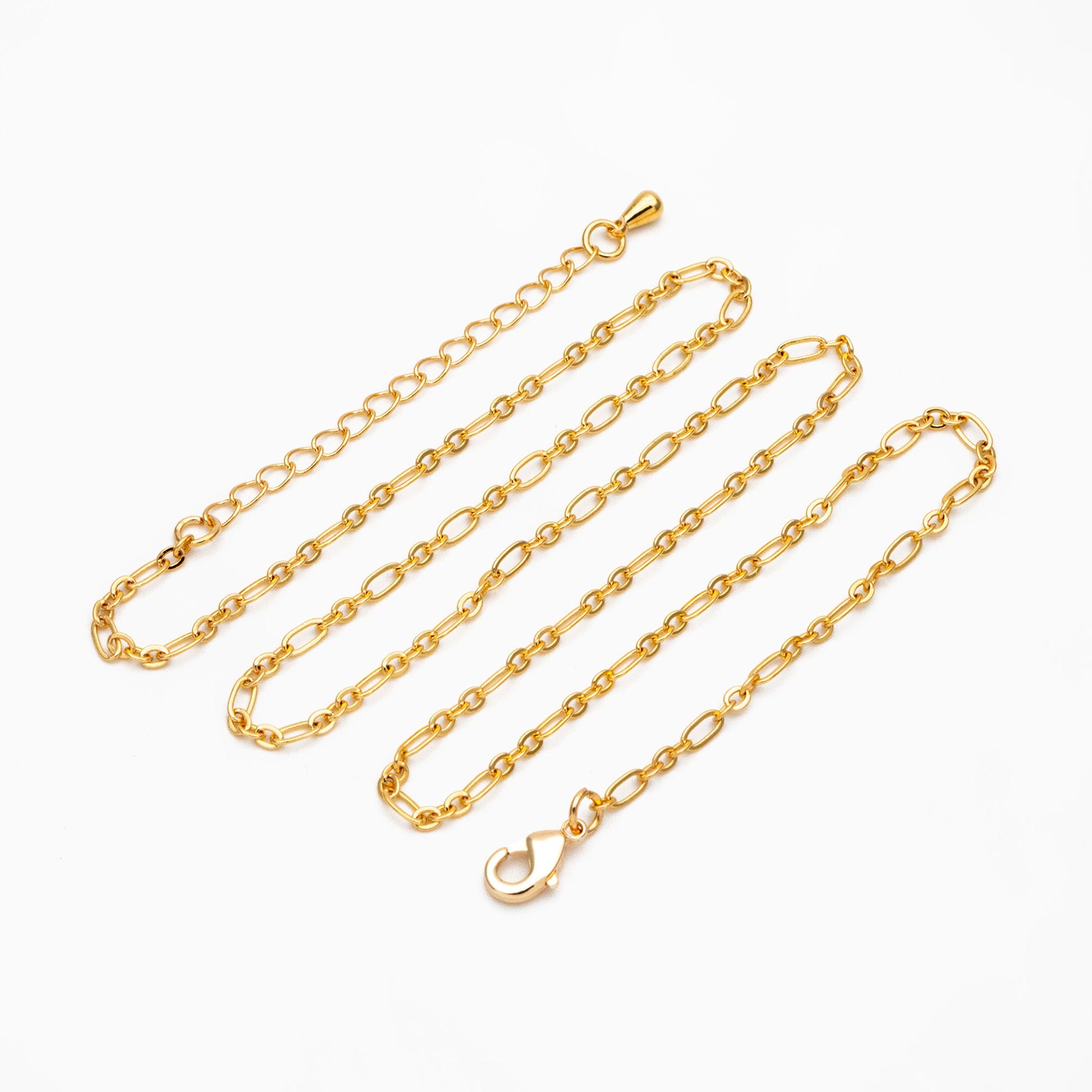 Gold/ Silver/ Rose Gold Oval Cable Chains 2.4mm, Finished Bracelet/ Anklet/ Necklace with Extender Chain, Ready to Wear (#LK-285)