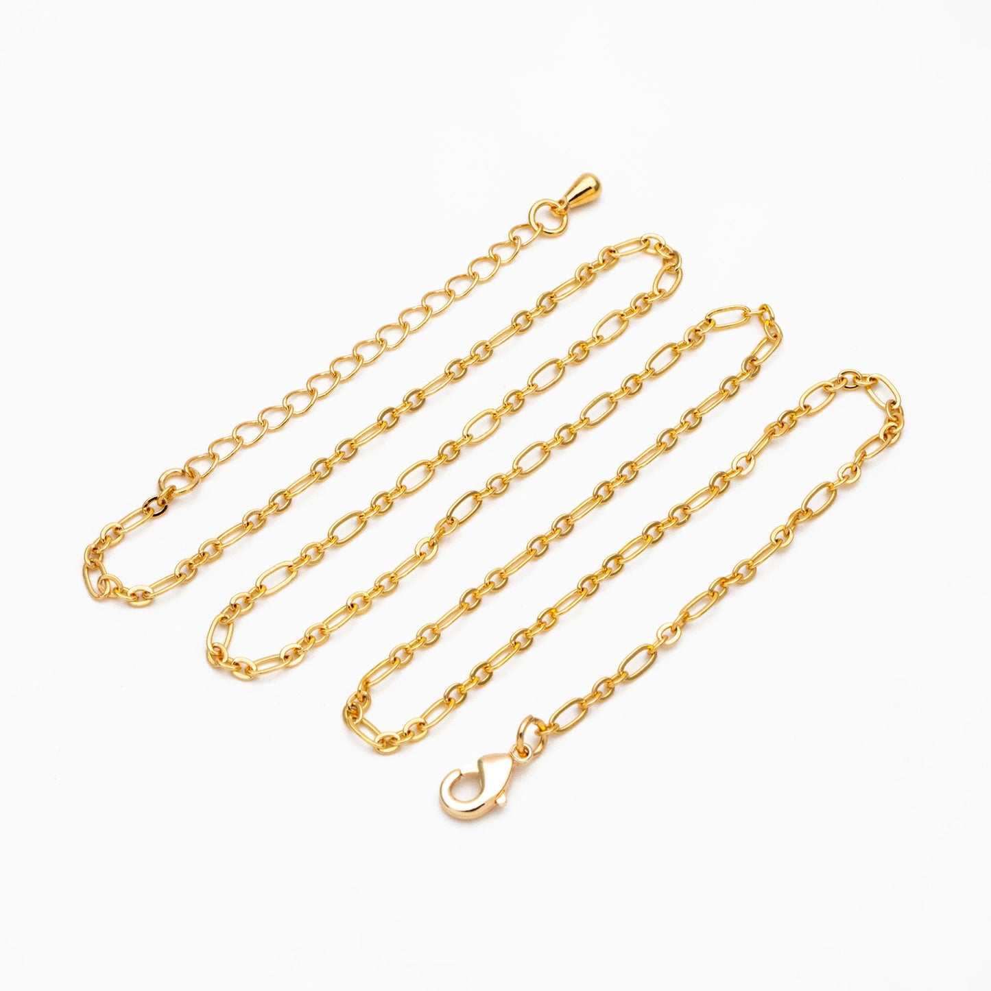 Gold/ Silver/ Rose Gold Oval Cable Chains 2.4mm, Finished Bracelet/ Anklet/ Necklace with Extender Chain, Ready to Wear (#LK-285)