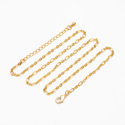 Gold/ Silver/ Rose Gold Oval Cable Chains 2.4mm, Finished Bracelet/ Anklet/ Necklace with Extender Chain, Ready to Wear (#LK-285)