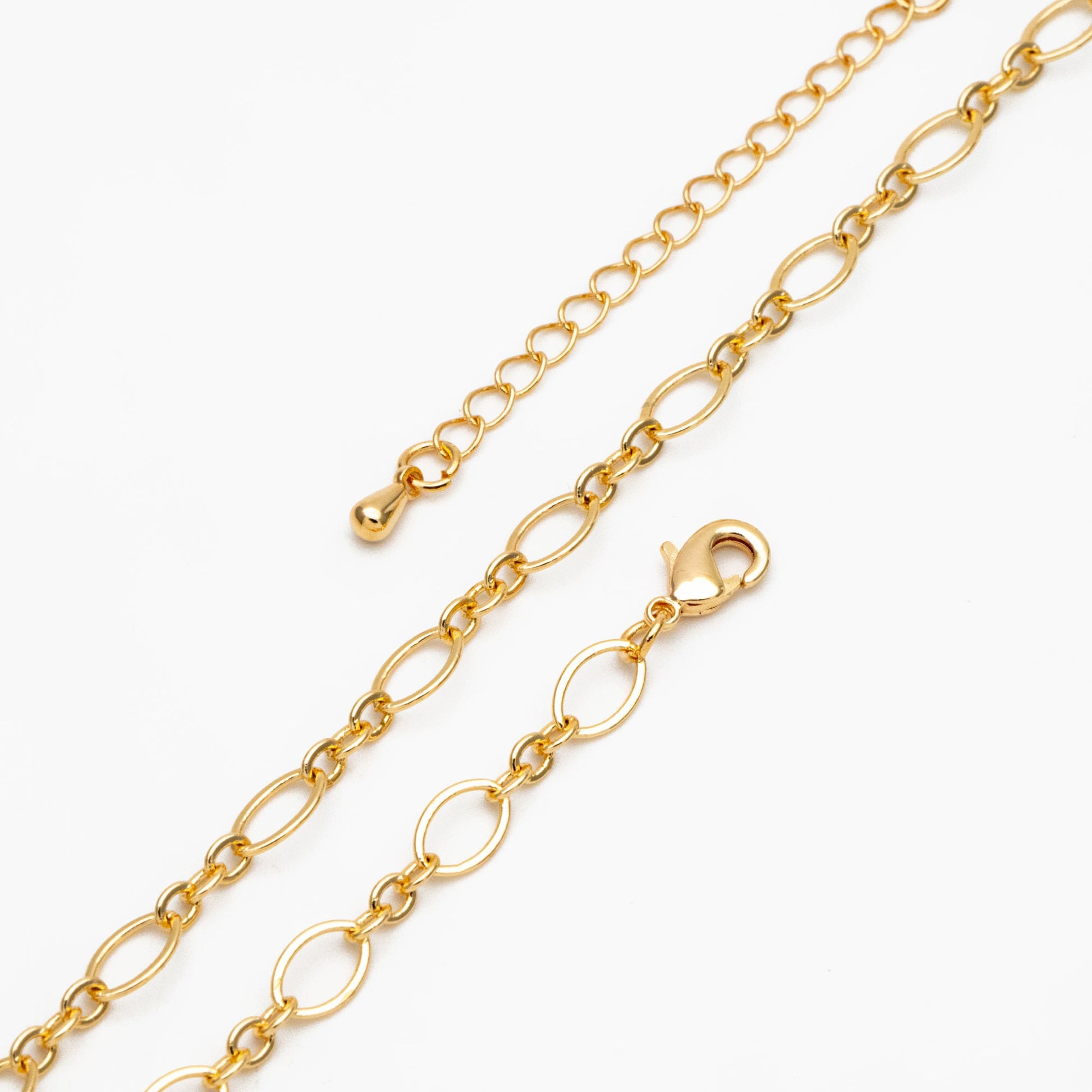 Dainty Gold Oval Link Chains, Finished Bracelet/ Anklet/ Necklace with Extender Chain, Ready to Wear (#LK-286)