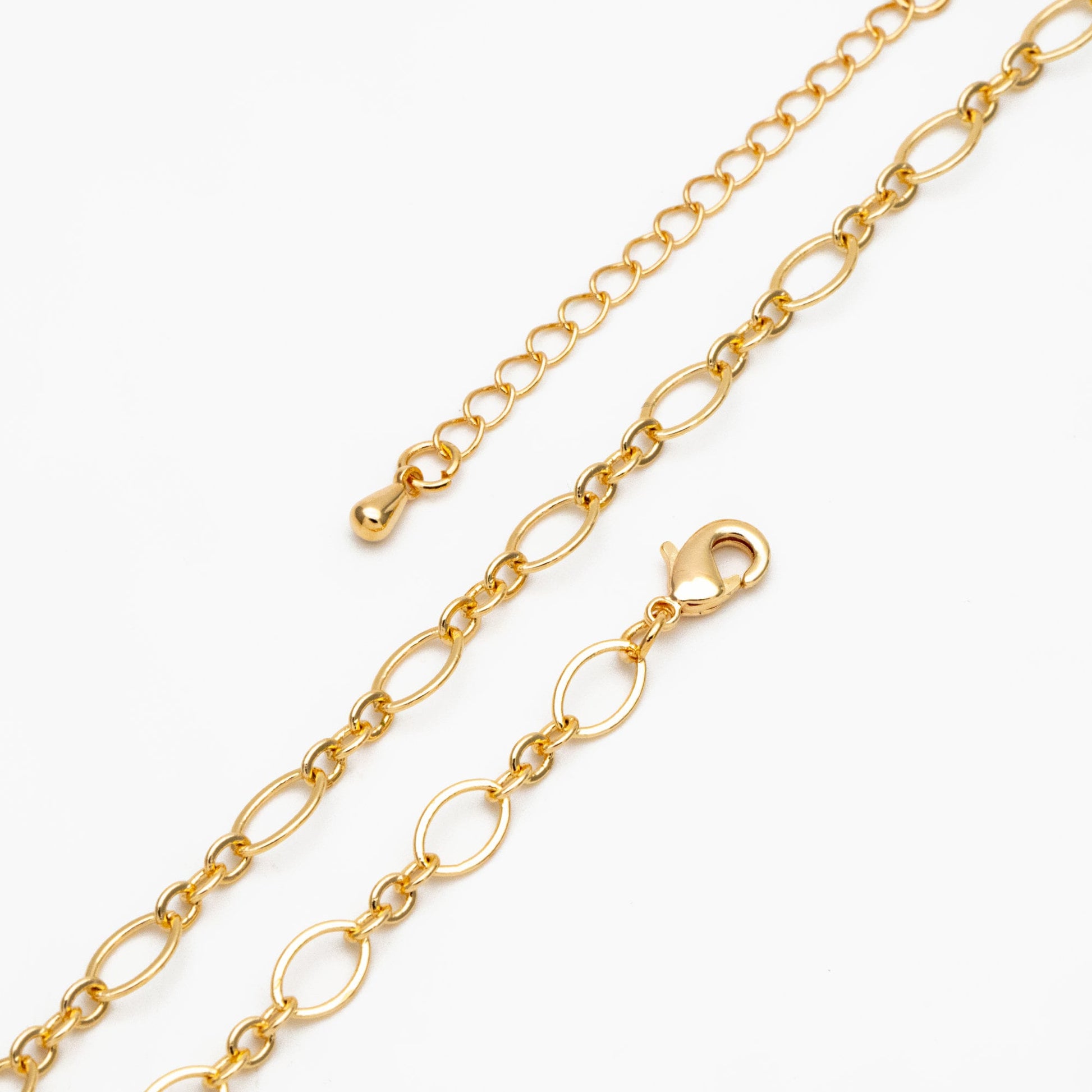 Dainty Gold Oval Link Chains, Finished Bracelet/ Anklet/ Necklace with Extender Chain, Ready to Wear (#LK-286)