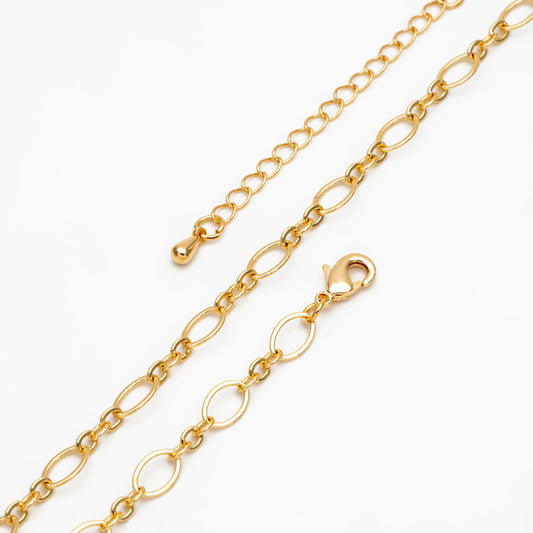 Dainty Gold Oval Link Chains, Finished Bracelet/ Anklet/ Necklace with Extender Chain, Ready to Wear (#LK-286)