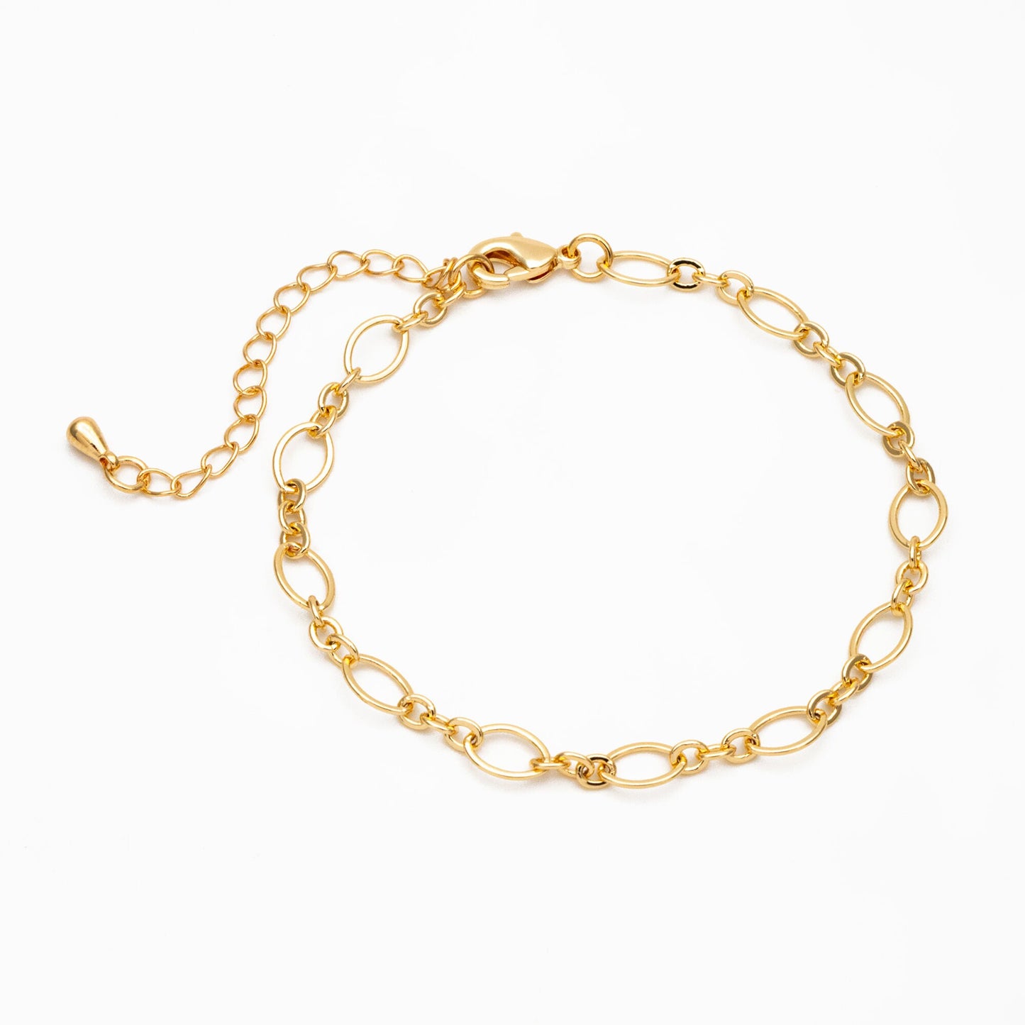 Dainty Gold Oval Link Chains, Finished Bracelet/ Anklet/ Necklace with Extender Chain, Ready to Wear (#LK-286)