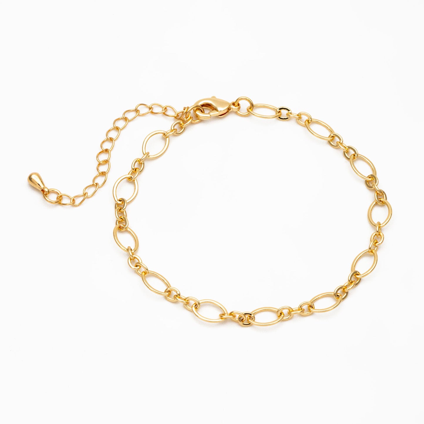 Dainty Gold Oval Link Chains, Finished Bracelet/ Anklet/ Necklace with Extender Chain, Ready to Wear (#LK-286)