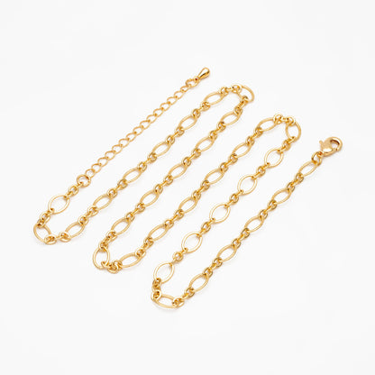 Dainty Gold Oval Link Chains, Finished Bracelet/ Anklet/ Necklace with Extender Chain, Ready to Wear (#LK-286)