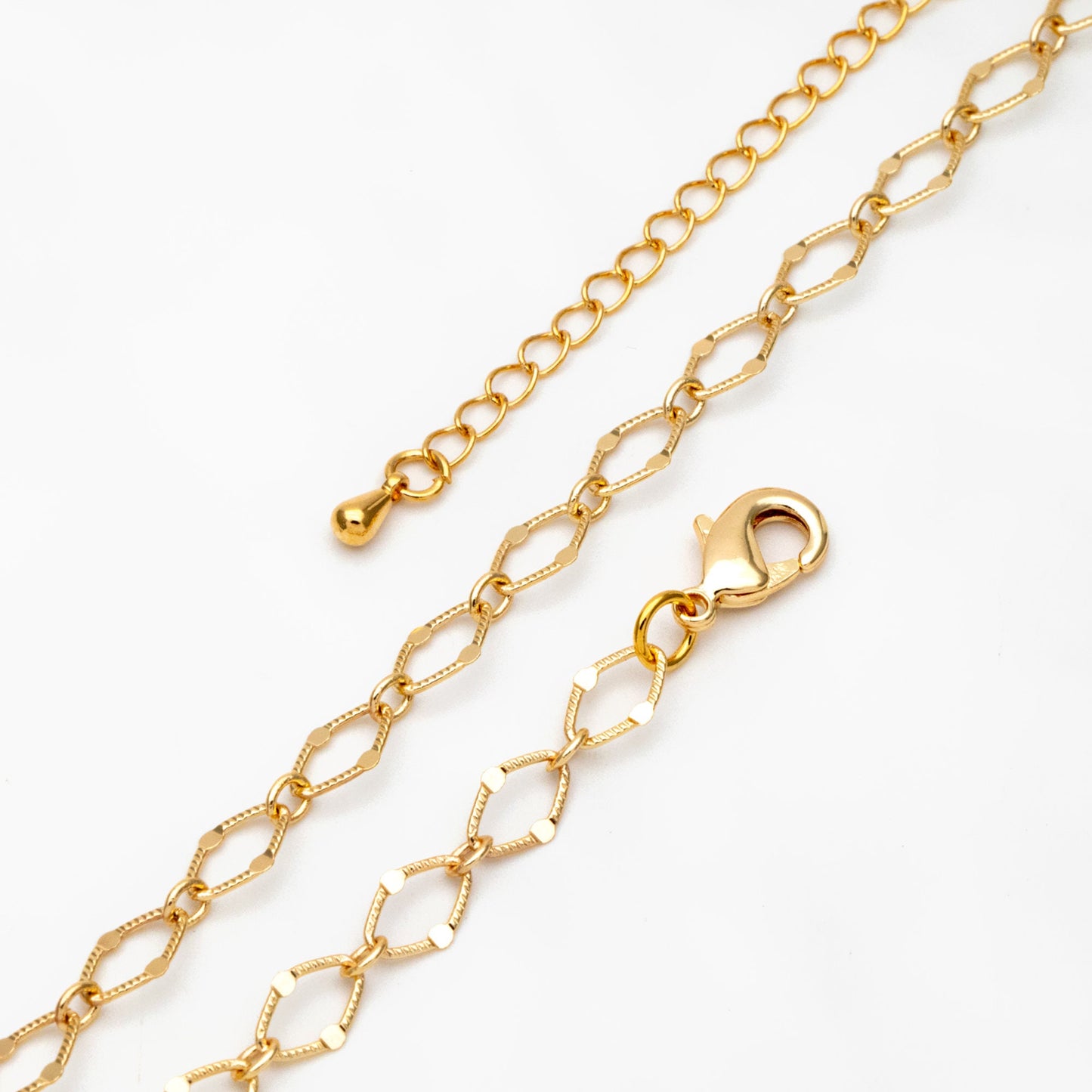 Dainty Gold Flat Oval Loop Chains, Finished Bracelet/ Anklet/ Necklace with Extender Chain, Ready to Wear (#LK-327)