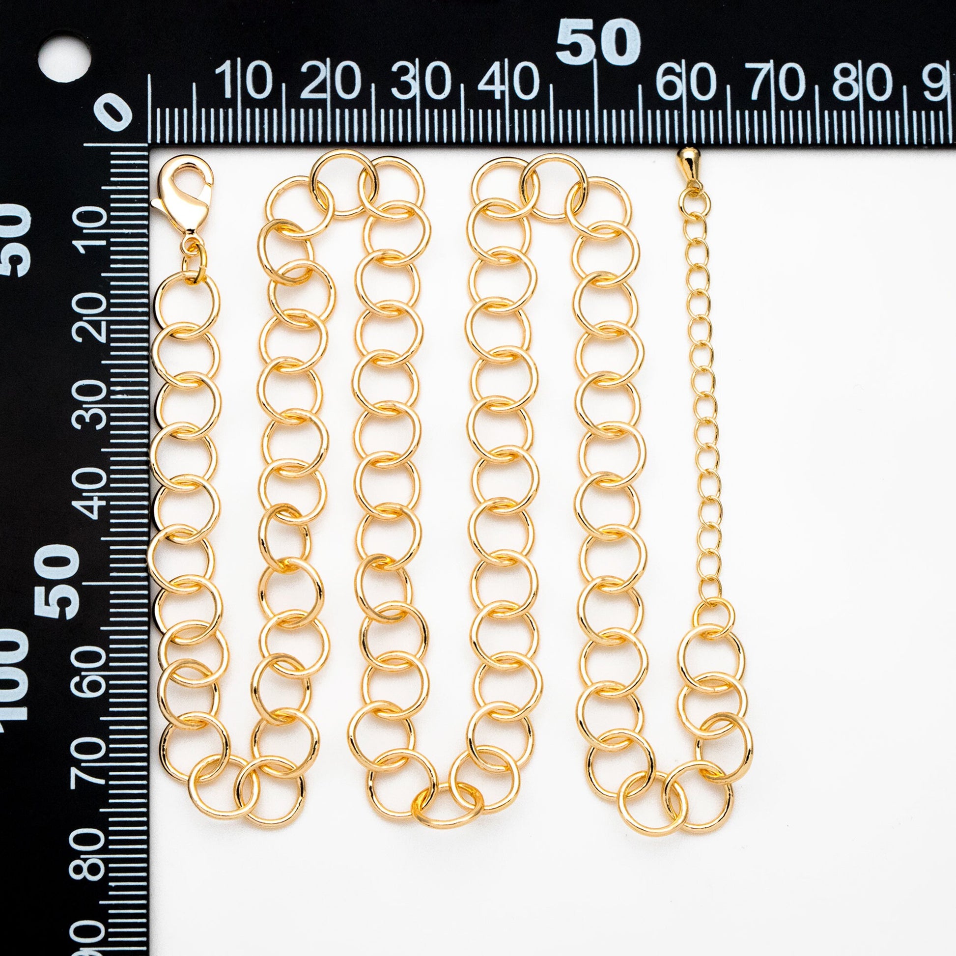 Gold/ Silver/ Rose Gold Circle Link Chains 8mm, Finished Bracelet/ Anklet/ Necklace with Extender Chain, Ready to Wear (#LK-413)