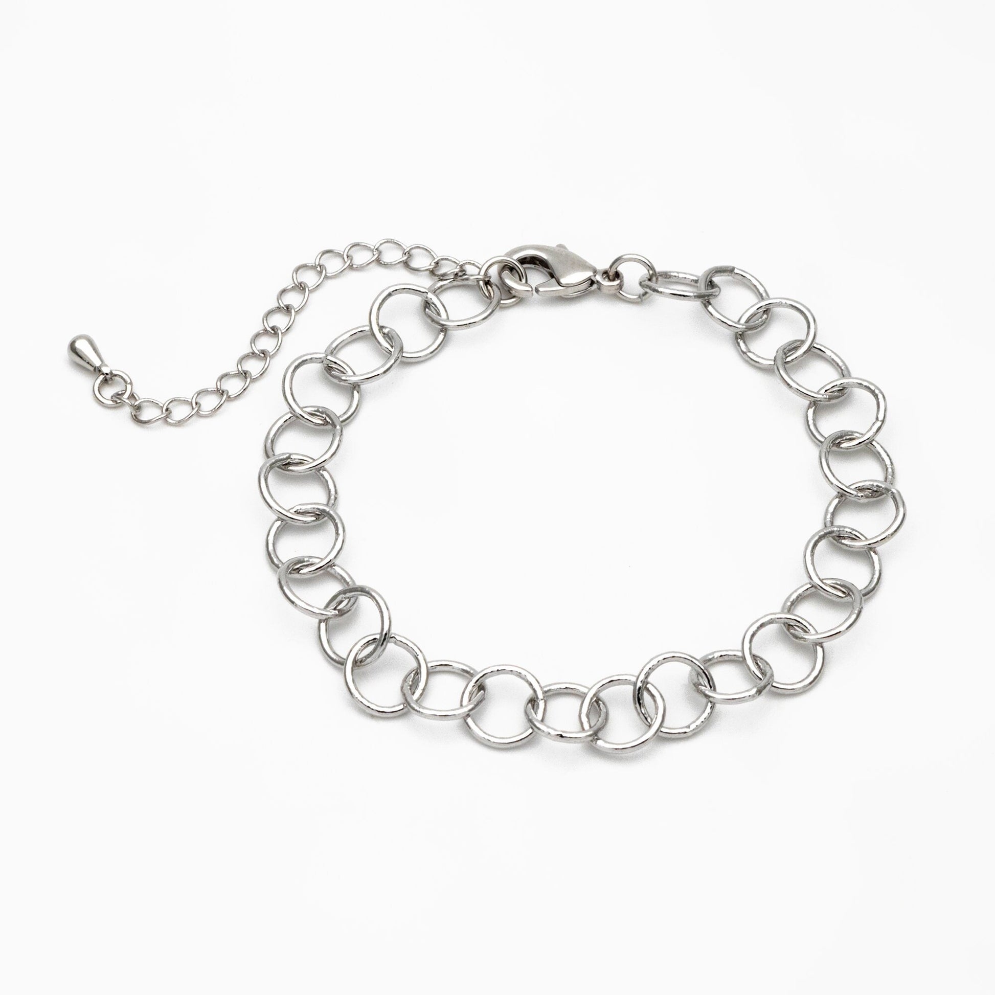 Gold/ Silver/ Rose Gold Circle Link Chains 8mm, Finished Bracelet/ Anklet/ Necklace with Extender Chain, Ready to Wear (#LK-413)