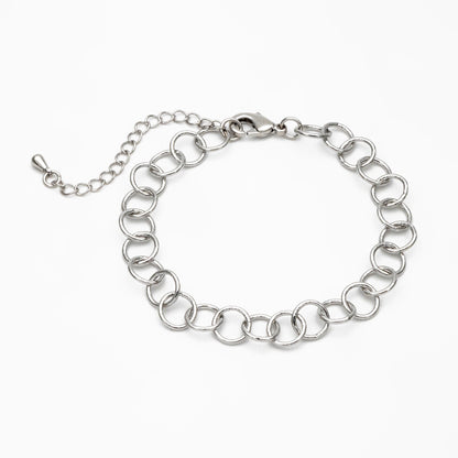 Gold/ Silver/ Rose Gold Circle Link Chains 8mm, Finished Bracelet/ Anklet/ Necklace with Extender Chain, Ready to Wear (#LK-413)