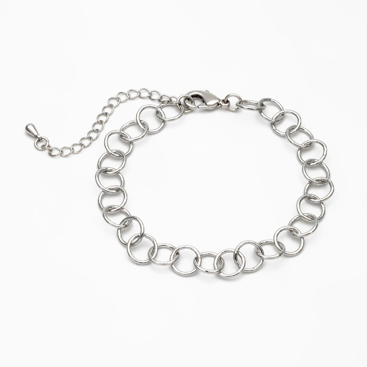 Gold/ Silver/ Rose Gold Circle Link Chains 8mm, Finished Bracelet/ Anklet/ Necklace with Extender Chain, Ready to Wear (#LK-413)
