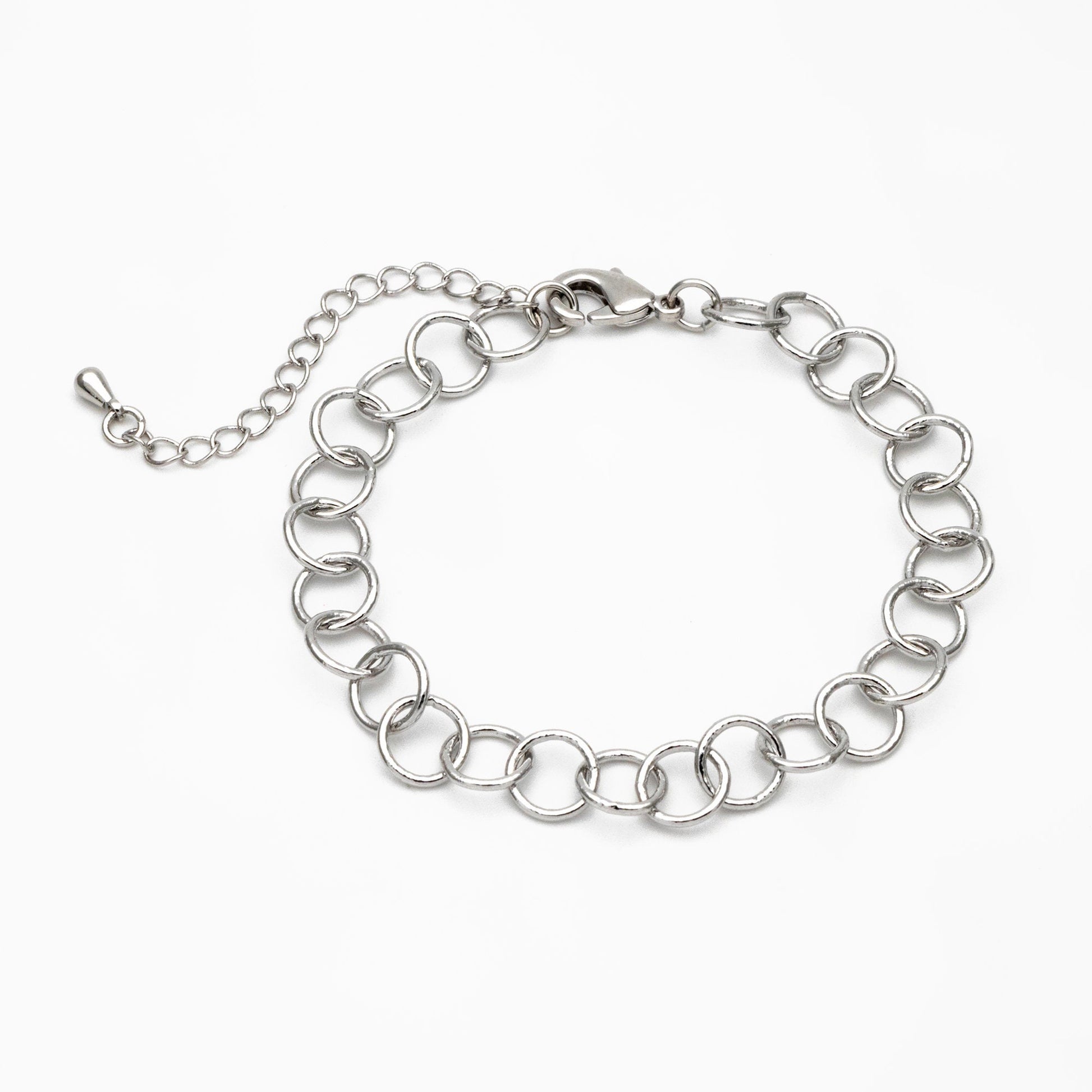 Gold/ Silver/ Rose Gold Circle Link Chains 8mm, Finished Bracelet/ Anklet/ Necklace with Extender Chain, Ready to Wear (#LK-413)