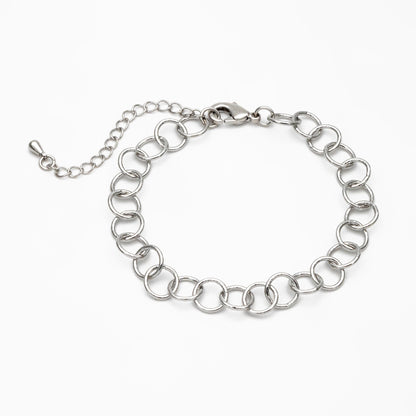 Gold/ Silver/ Rose Gold Circle Link Chains 8mm, Finished Bracelet/ Anklet/ Necklace with Extender Chain, Ready to Wear (#LK-413)