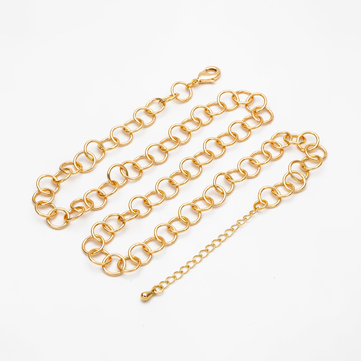 Gold/ Silver/ Rose Gold Circle Link Chains 8mm, Finished Bracelet/ Anklet/ Necklace with Extender Chain, Ready to Wear (#LK-413)