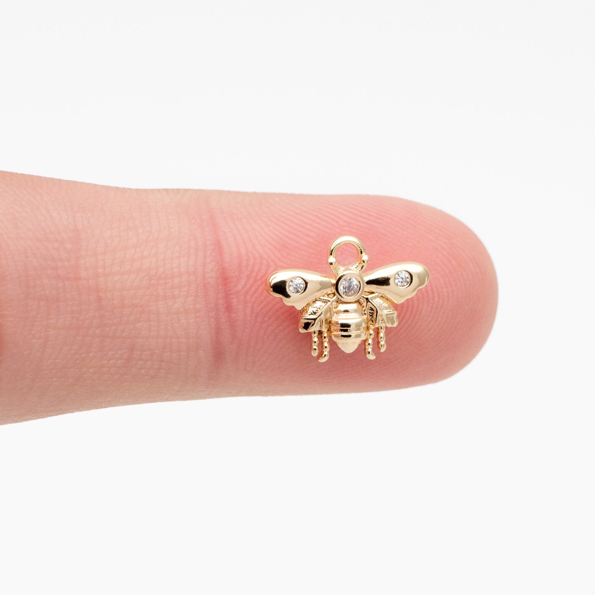 4pcs CZ Pave Gold Butterfly Charm 9x12mm, 18K Gold Plated Brass, Moth Pendants (GB-3561-L)