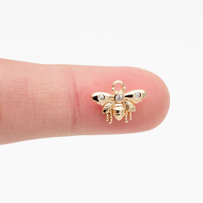 4pcs CZ Pave Gold Butterfly Charm 9x12mm, 18K Gold Plated Brass, Moth Pendants (GB-3561-L)