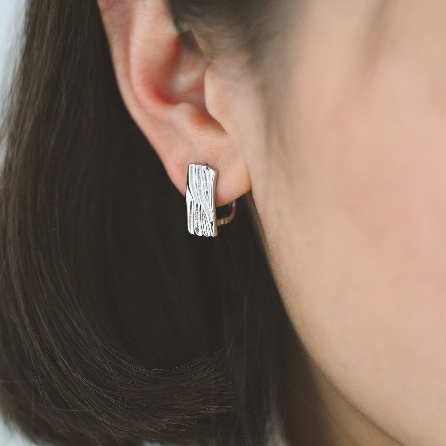 4pcs Rough Rectangle Leverback Ear Hook With Loop, 13x18mm, Real Gold/ Rhodium plated Brass Earring Hooks (GB-3002-E)